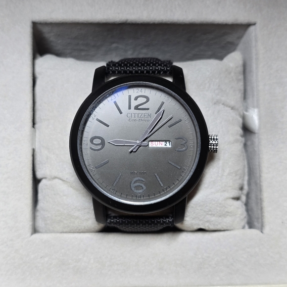 Citizen Eco-Drive Men's Black and Gray Watch - Picture 1 of 10